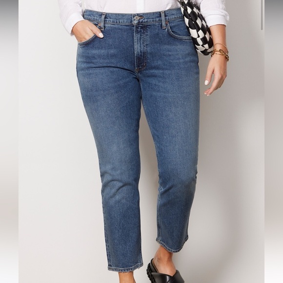 NWT AGOLDE Women's Willow Mid Rise Slim Crop Jean in color rush - Picture 3 of 13